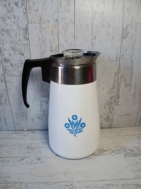Vintage CorningWare 9-cup Blue Cornflower Stovetop Coffee Percolator